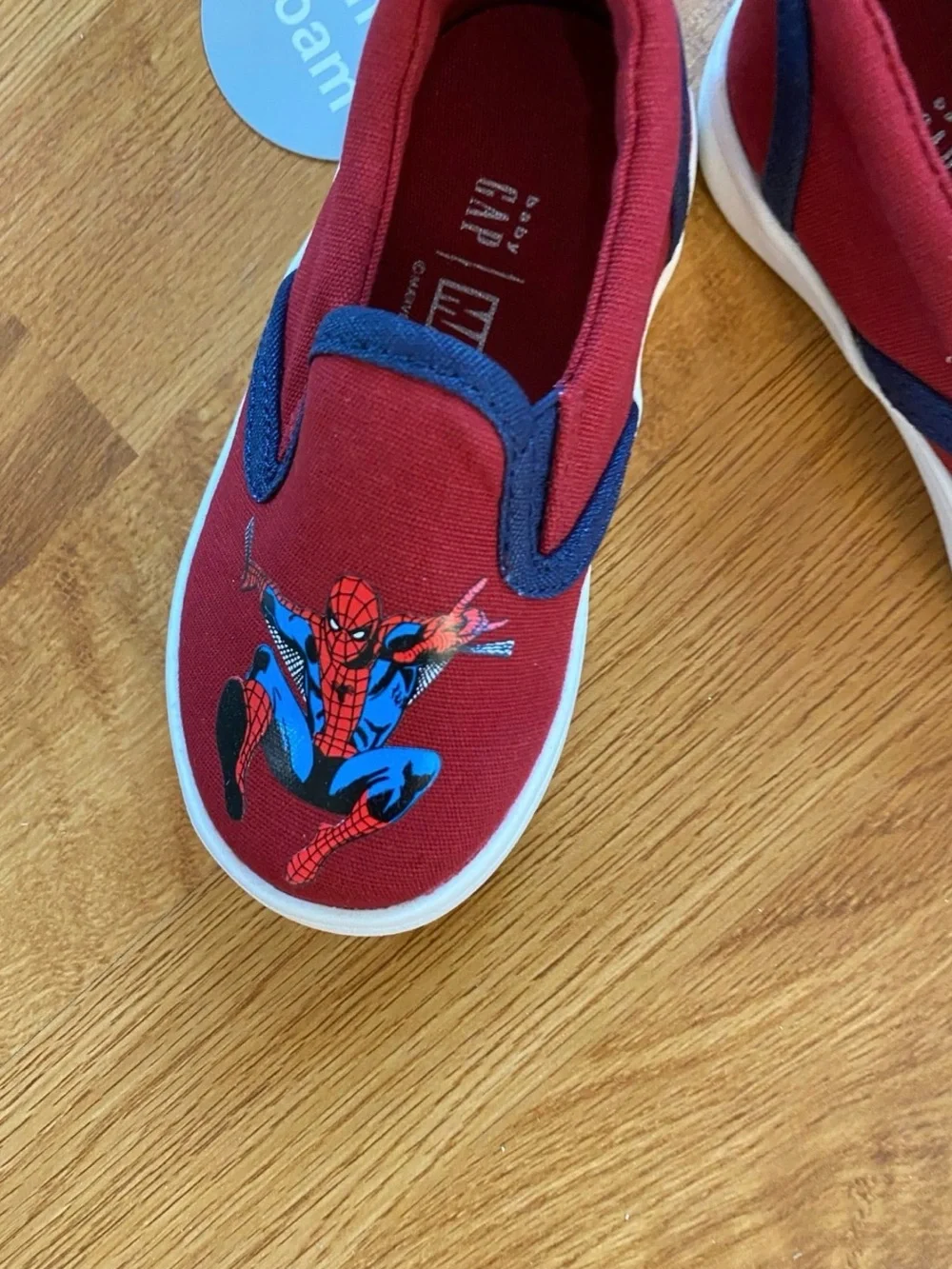 New boys Sz 6 toddler GAP Kids Red and Navy Spider-Man Slip-On shoes